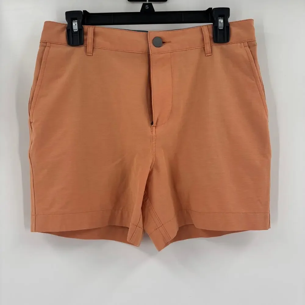 Faherty Mens Sz30 Orange Drawstrings All Day Shorts